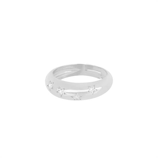 ANELLO FASCIA STELLE ZIRCONATE IN ARGENTO 925°/°°