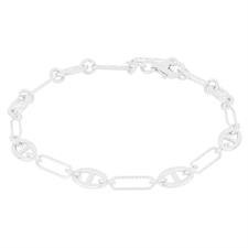 BRACCIALE DIAMANTATO CON MAGLIA MARINA IN ARGENTO 925°/°°