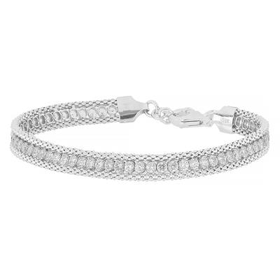 BRACCIALE BINARIO CON CENTRALE ZIRCONI IN ARGENTO 925°/°°