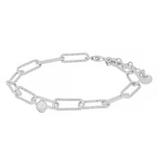 BRACCIALE MAGLIE OVALI DIAMANTATE E GOCCIA IN ARGENTO 925°/°°