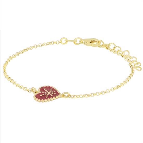 BRACCIALE CUORE PUNTINATO CON SMALTO IN ARGENTO 925°/°°