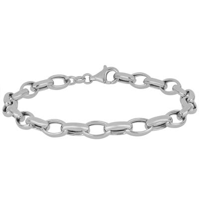 BRACCIALE CATENA OVALE VUOTO IN ARGENTO 925°/°°