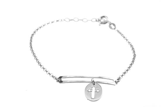 BRACCIALE CROCE PENDENTE IN ARGENTO 925°/°°