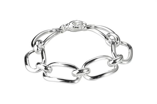 BRACCIALE MAGLIA OVALE BOMBATA IN ARGENTO 925°/°°