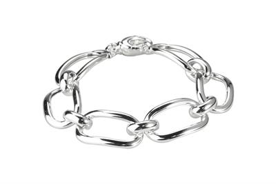 BRACCIALE MAGLIA OVALE BOMBATA IN ARGENTO 925°/°°