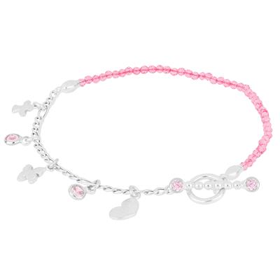 BRACCIALE 3+1 E SPLINELLO CON CUORE FARFALLA ZIRCONI ARGENTO 925°/°°