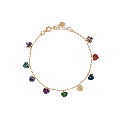 BRACCIALE PALLINO DIAM. ROSE' CUORI PENDENTI ARGENTO 925°/°° ZK