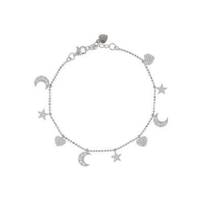 BRACCIALE PAL. DIAM. RODIO STEL/CUO/LUNA PENDENTI ARGENTO 925°/°°ZK