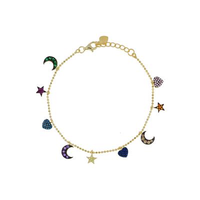 BRACCIALE PAL. DIAM. GOLD STEL/CUO/LUNA PENDENTI ARGENTO 925°/°°ZK