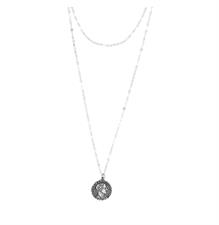 COLLANA DOPPIA CATENA CON MONETA PENDENTE IN ARGENTO 925°/°°