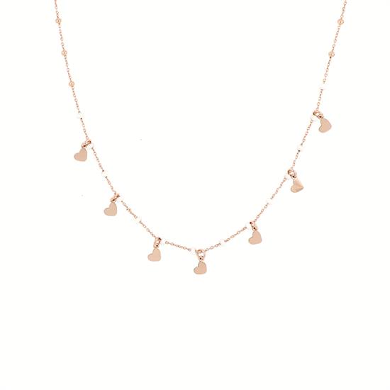 COLLANA ROSE' CUORI MICRO PENDENTI ARGENTO 925°/°° RONDELLE