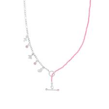 COLLANA 3+1 E SPLINELLO CON CUORE FARFALLA E ZIRCONI ARGENTO 925°/°°