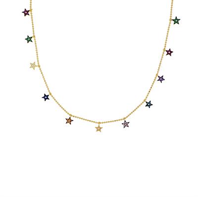 COLLANA PALLINO DIAMANTATO GOLD STELLINE PENDENTI ARGENTO 925°/°°ZK