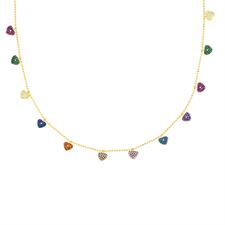 COLLANA PALLINO DIAMANTATO GOLD CUORI PENDENTI ARGENTO 925°/°°ZK