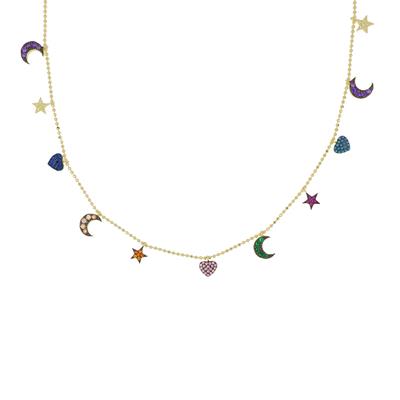 COLLANA PAL. DIAM. GOLD STEL/CUO/LUNA PENDENTI ARGENTO 925°/°°ZK