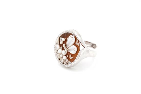 ANELLO VIRGOLA CAMMEO 20MM IN ARGENTO 925°/°° E ZIRCONI