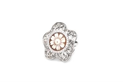 ANELLO INTRECCIATO FIORE CAMMEO 14MM IN ARGENTO 925°/°°