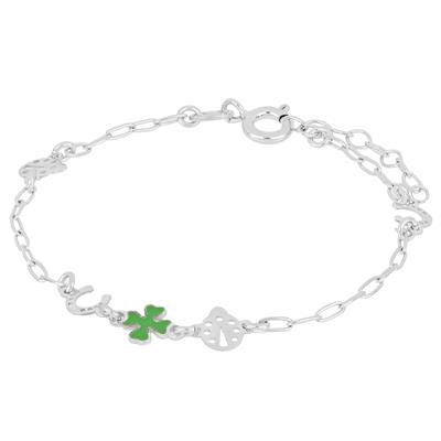 BRACCIALE BIMBO COCCINELLE E QUADRIFOGLIO SMALTATO ARGENTO 925°/°°