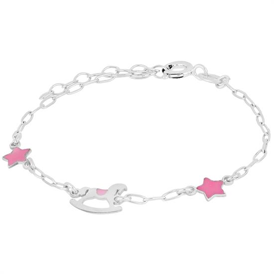 BRACCIALE BIMBO CAVALLUCCIO A DONDOLO STELLE SMATATE ARGENTO 925°/°°