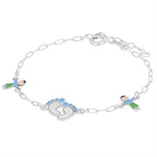 BRACCIALE BIMBO PIEDINI E BIMBI SMALTATI IN ARGENTO 925°/°°