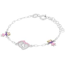 BRACCIALE BIMBA PIEDINI E BIMBE SMALTATE IN ARGENTO 925°/°°