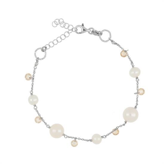 BRACCIALE ZIRCONI E PERLE COLTIVATE ARGENTO 925°/°°