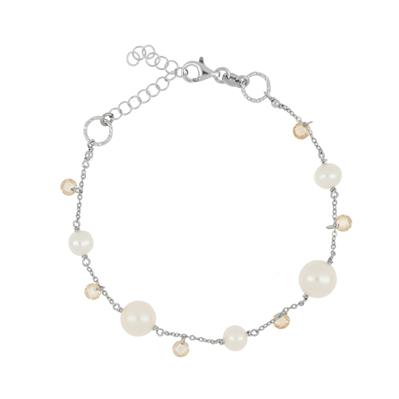 BRACCIALE ZIRCONI E PERLE COLTIVATE ARGENTO 925°/°°