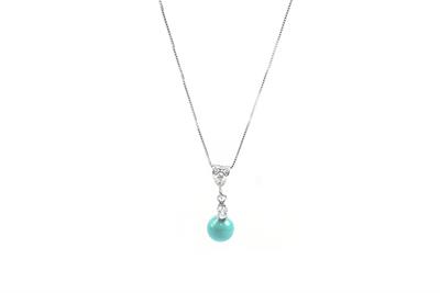 COLLANA SHELL TURQ CON ZIRCONE IN ARGENTO 925°/°°