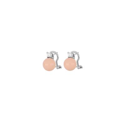 ORECCHINO CLIPS SHELL PINK ROTONDE ZIRCONE E ARGENTO 925°/°°