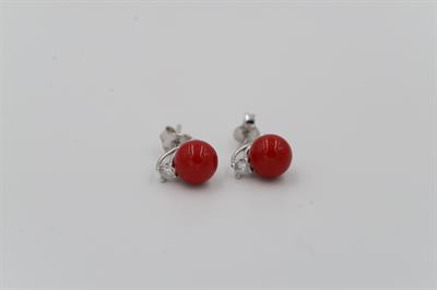 ORECCHINO LOBO SHELL RED ROTONDE ZIRCONE E ARGENTO 925°/°°