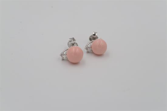 ORECCHINO LOBO SHELL PINK ROTONDE ZIRCONE E ARGENTO 925°/°°