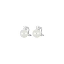 ORECCHINO CLIPS SHELL WHITE ROTONDE ZIRCONE E AREGENTO 925°/°°