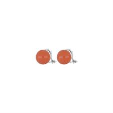 ORECCHINO CLIPS SHELL ORANGE ROTONDE ZIRCONE E ARGENTO 925°/°°