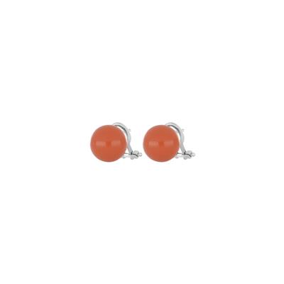 ORECCHINO CLIPS SHELL ORANGE ROTONDE ZIRCONE E ARGENTO 925°/°°