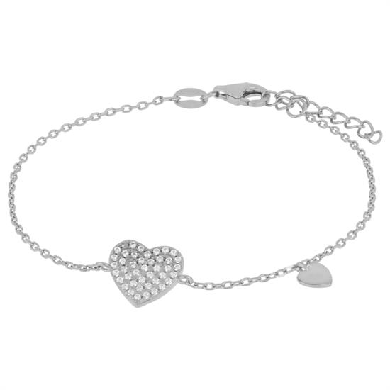 BRACCIALE MONO CUORE RODIO IN ARGENTO 925°/°° ZIRCONI