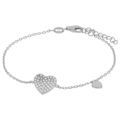 BRACCIALE MONO CUORE RODIO IN ARGENTO 925°/°° ZIRCONI