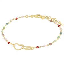 BRACCIALE CUORE E LUCCHETTO CON SPINELLO IN ARGENTO 925°/°°