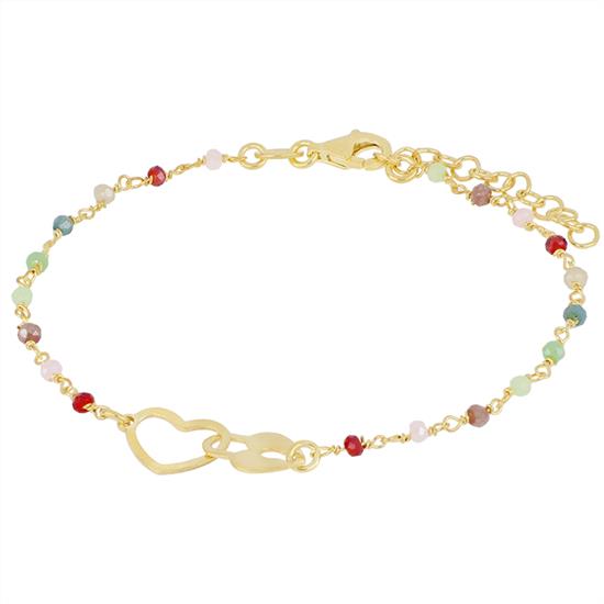 BRACCIALE CUORE E LUCCHETTO CON SPINELLO IN ARGENTO 925°/°°