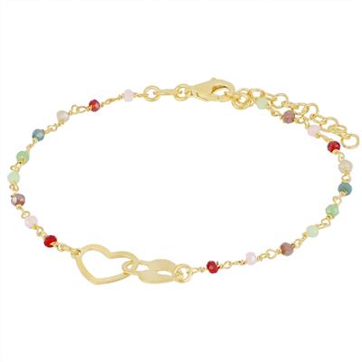 BRACCIALE CUORE E LUCCHETTO CON SPINELLO IN ARGENTO 925°/°°