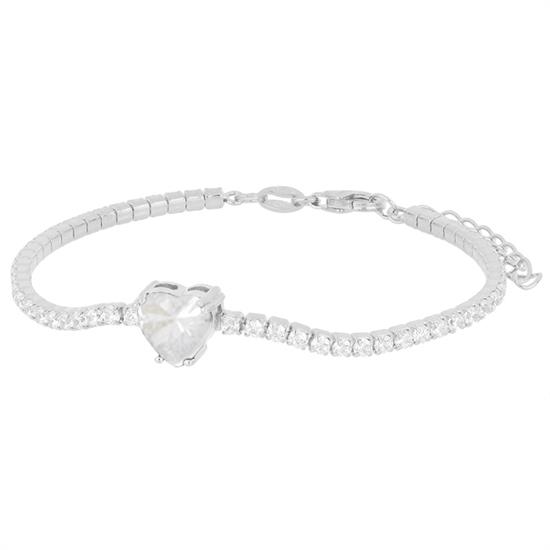 BRACCIALE TENNIS CON CUORE CENTRALE IN ARGENTO 925°/°°