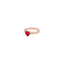 ANELLO CUORE ROSSO GAMBO ZIRCONATO ROSE' IN ARGENTO 925°/°°