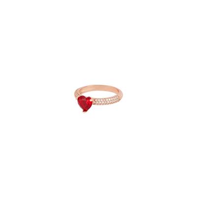 ANELLO CUORE ROSSO GAMBO ZIRCONATO ROSE' IN ARGENTO 925°/°°