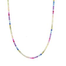 COLLANA TENNIS 3MM RODIO ARGENTO 925°/°° ZIRCONI MULTICOLOR