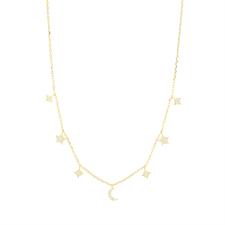 COLLANA MINI STELLE E LUNA ZIRCONATI PENDENTI IN ARGENTO 925°/°°