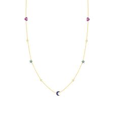 COLLANA STELLE CUORI E LUNE PASSANTI IN ARGENTO 925°/°°