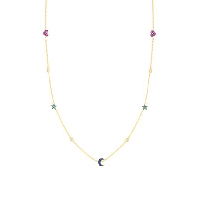 COLLANA STELLE CUORI E LUNE PASSANTI IN ARGENTO 925°/°°