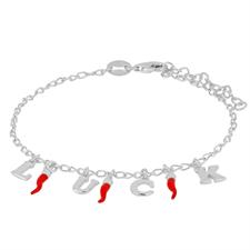 BRACCIALE LETTERE PEDNDENTI LUCKY CORNETTI ARGENTO 925°/°°