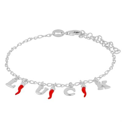 BRACCIALE LETTERE PEDNDENTI LUCKY CORNETTI ARGENTO 925°/°°