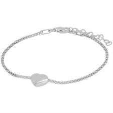 BRACCIALE MAGLIA POP CORN CUORE ACCOPPIATO IN ARGENTO 925°/°°