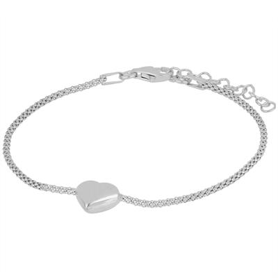 BRACCIALE MAGLIA POP CORN CUORE ACCOPPIATO IN ARGENTO 925°/°°